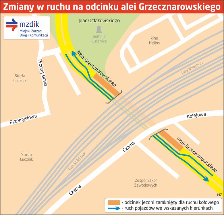 Będą utrudnienia w rejonie wiaduktu przy Grzecznarowskiego w Radomiu. Związane jest to z remontem