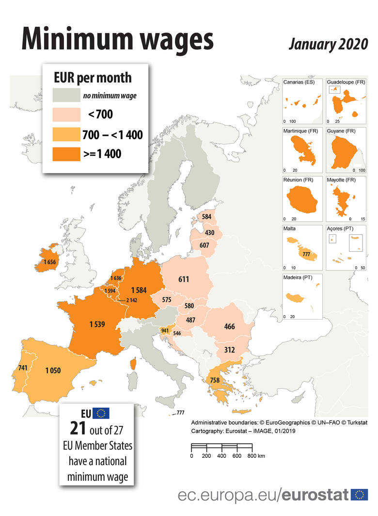 Płaca minimalna 2020. Zobacz, ile zarabiają Polacy, a ile reszta Europejczyków? [stawki]