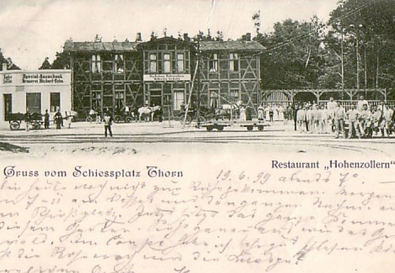 Pocztówka z Torunia ze zdjęciem restauracji poligonowej....