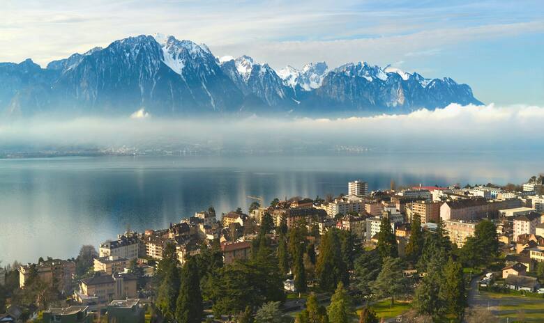 Widok z góry na Montreux