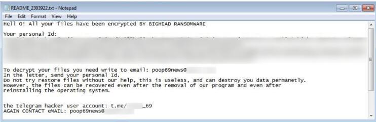 Plik tekstowy z żądaniami ransomware
