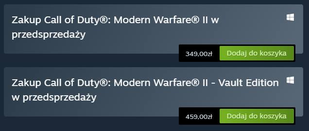 Ceny gry w sklepie Steam.