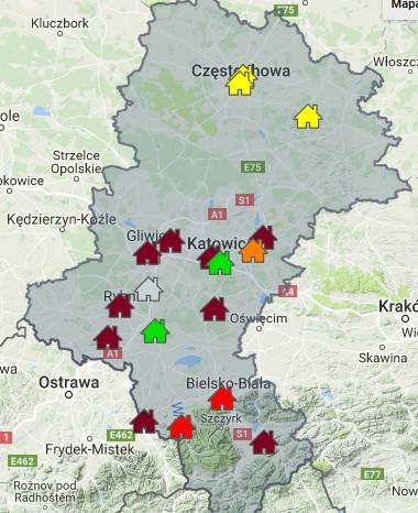 Alarm smogowy w miastach woj. śląskiego 9.1.2017