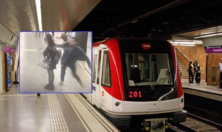 Agresywny mężczyzna zaatakował ludzi na jednej ze stacji metra w Barcelonie.