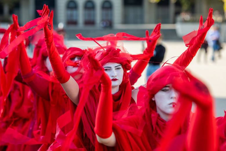 Są także twórcami performance'ów, znanych pod nazwą Red Rebel Brigade, gdzie w strojach czerwonych wdów i żałobników przemykają przez Poznań. Ich stroje symbolizują krew, którą dzielą z innymi gatunkami. 
