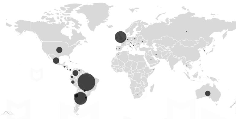 Mapa zainfekowania wirusem Xamalicious
