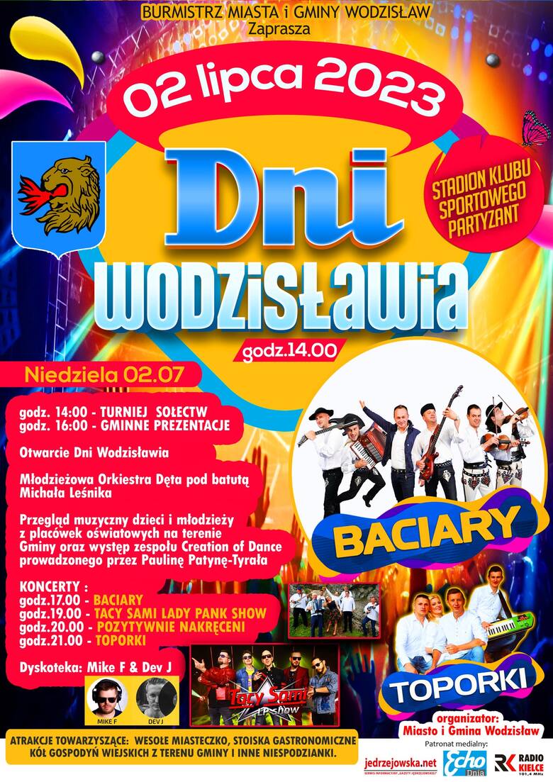 Zbliżają się Dni Wodzisławia 2023. Zagra między innymi zespół Baciary! Czeka mnóstwo atrakcji i wiele koncertów. 