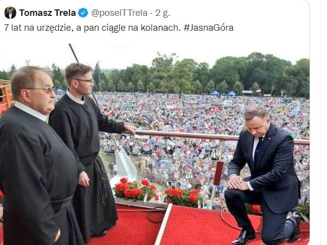 Poseł Tomasz Trela zamieścił fotomotaż z udziałem prezydenta Andrzeja Dudy. Usunął go po kilku godzinach