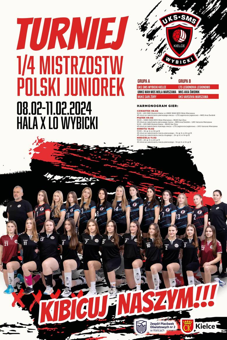 Siatkarki UKS SMS Wybicki Kielce są gospodyniami turnieju ćwierćfinałowego Mistrzostw Polski Juniorek. Zobacz harmonogram