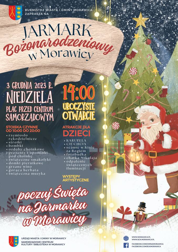 Jarmark Bożonarodzeniowy w Morawicy już w niedzielę, 3 grudnia. Świąteczne ozdoby, chatka Mikołaja i wiele atrakcji dla każdego