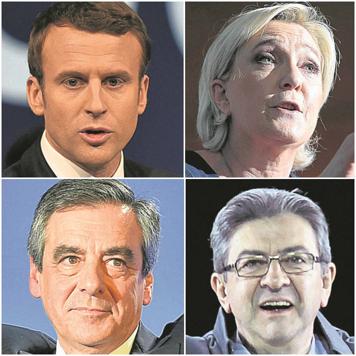 Emmanuel Macron/ Marine Le Pen/ Francois Fillon/ Jean-Luc Melenchon