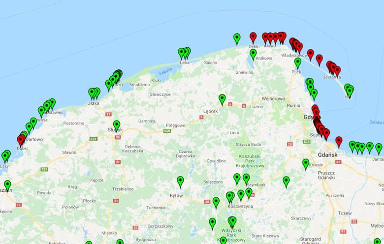 Sinice w Bałtyki 2018 - Mapa online. Lista kąpielisk zamkniętych i otwartych