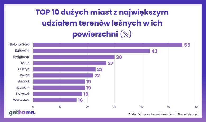 TOP 10 najbardziej zalesionych miast w Polsce