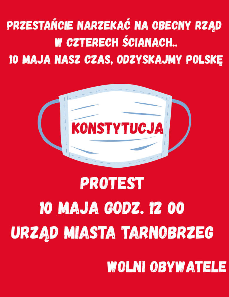 Organizatorzy protestu zapraszają w niedzielę 10 maja przed Urząd Miasta Tarnobrzega
