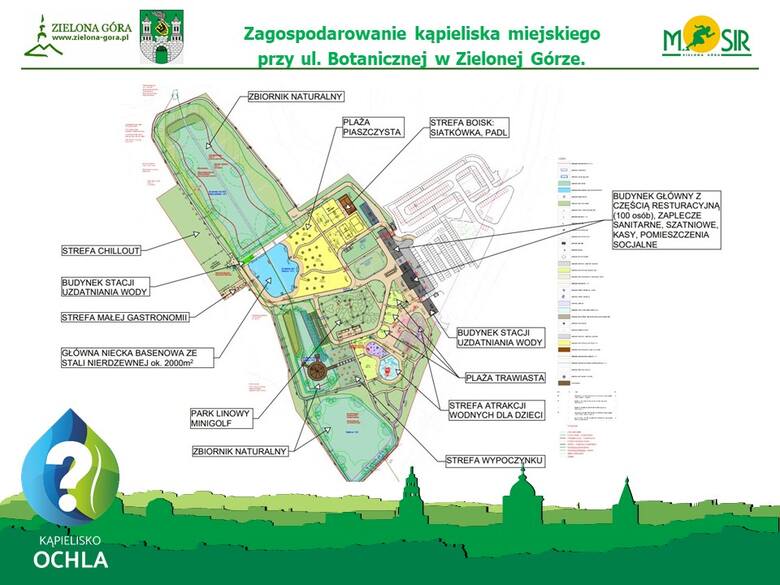 Wstępny schemat zagospodarowania kąpieliska miejskiego w Ochli