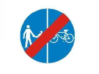 Oznacza koniec drogi przeznaczonej dla pieszych i kierujących rowerami jednośladowymi