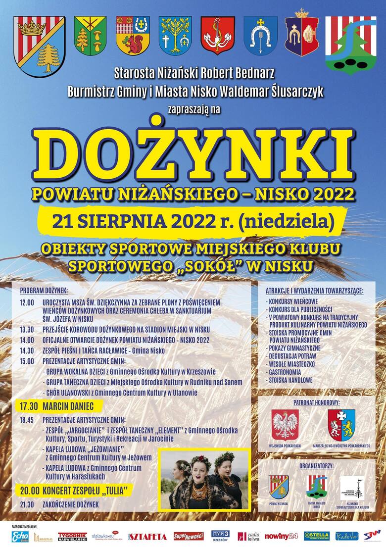 Zobacz plan Dożynek powiatu niżańskiego - Nisko 2022! >>>