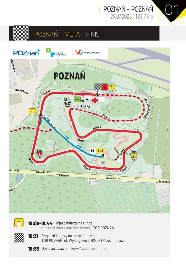 Tour de Pologne 2023 - 1. etap Poznań - Poznań. Trasa, mapa, program minutowy przejazdu