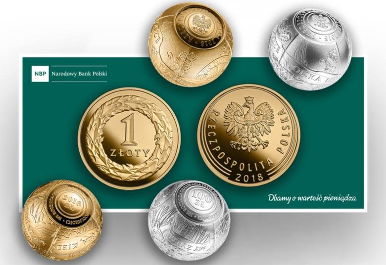 Kuliste monety kolekcjonerskie NBP z okazji 100-lecia odzyskania niepodległości - złota i srebrna