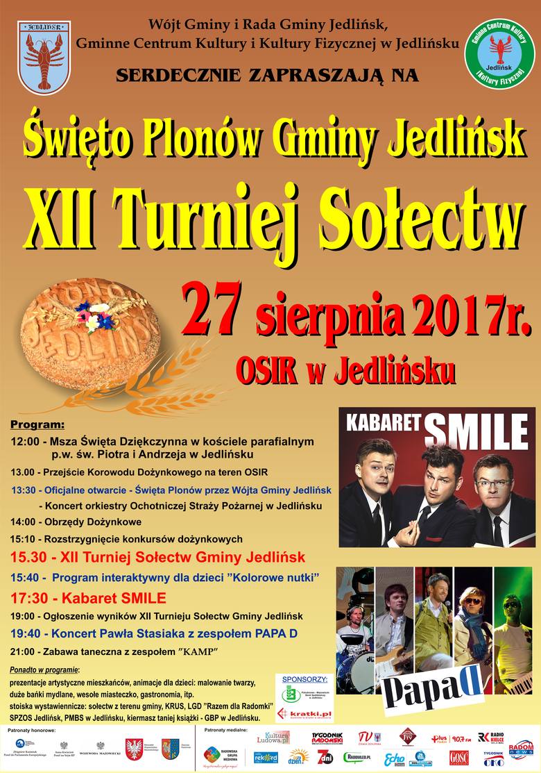 Święto Plonów Gminy Jedlińsk z kabaretem Smile. Będzie się działo!