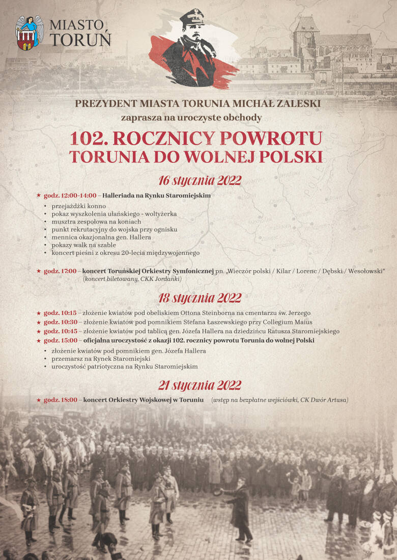 102. rocznica powrotu Torunia do wolnej Polski. Halleriada rozpoczęła tegoroczne uroczystości [zdjęcia]