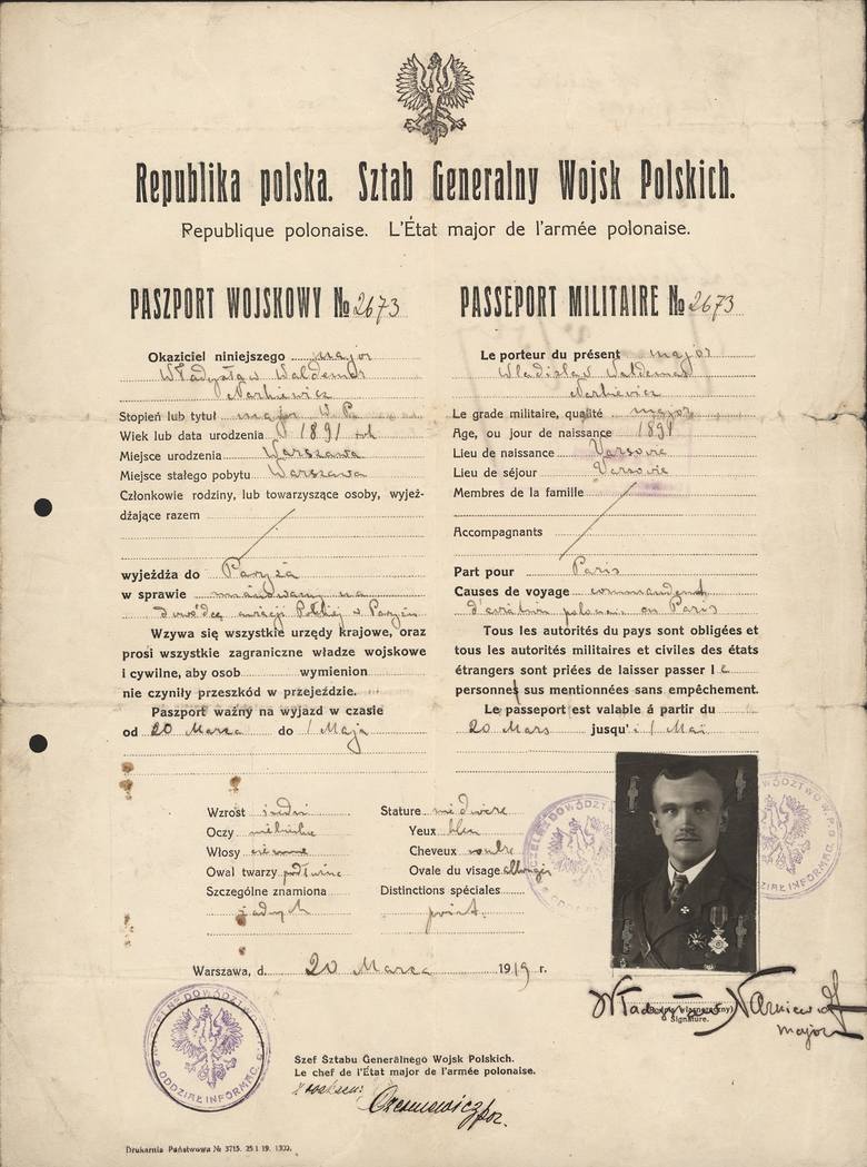 Paszport wojskowy majora pilota Władysława Waldemara Narkiewicza