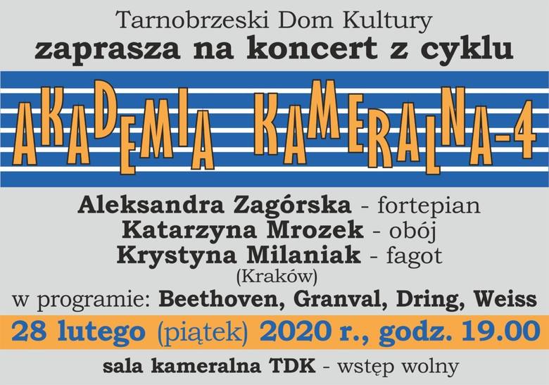 Czwarty koncert „Akademii Kameralnej”. W Tarnobrzeskim Domu Kultury wystąpi krakowskie trio 