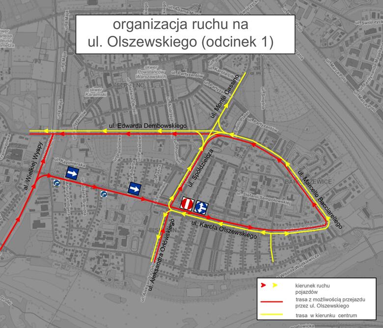 Od soboty (25 maja) na ul. Olszewskiego zostanie wprowadzona zmiana w organizacji ruchu. Objazd w kierunku centrum prowadzi ulicą Spółdzielczą do ulicy