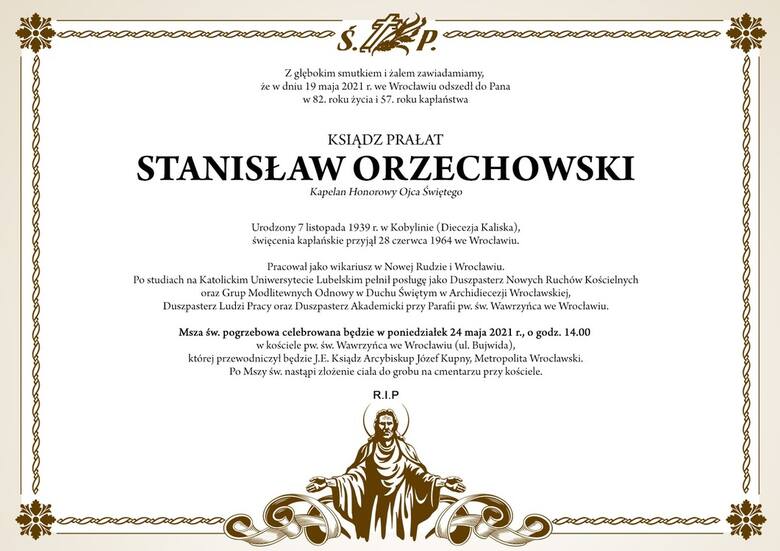 Pogrzeb ks. Stanisława Orzechowskiego. Transmisja na żywo na GazetaWroclawska.pl [24.05.2021]