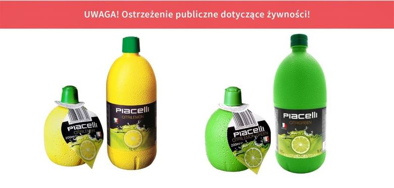 Wycofane zostały koncentraty soku z cytryny i limonki marki Piacelli.
