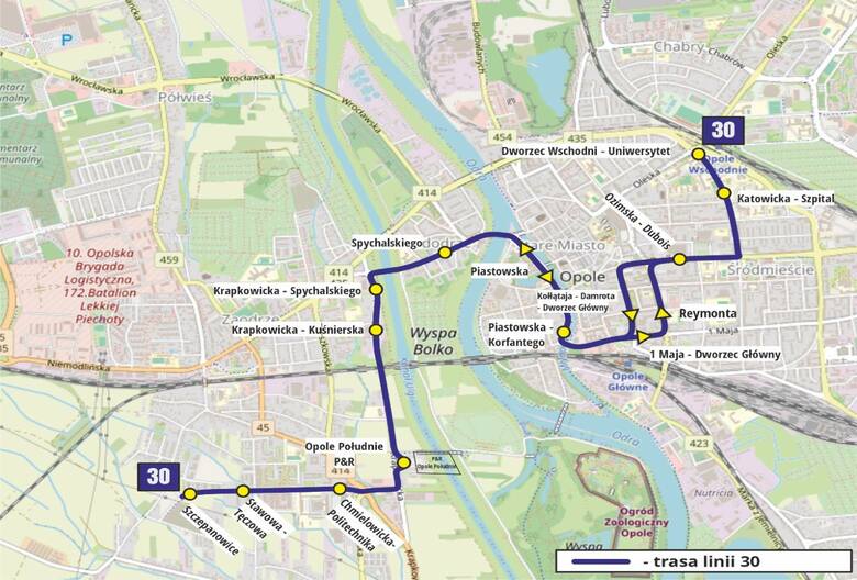 Tak wygląda trasa autobusu nowej linii nr 30 w Opolu.