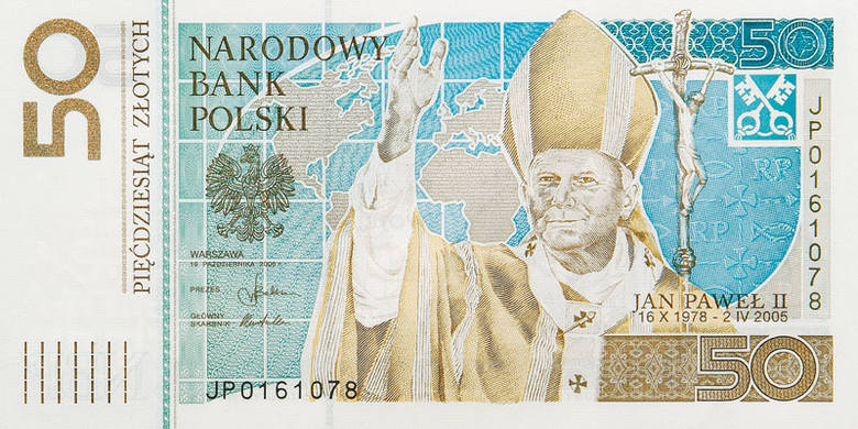 Pierwszym banknotem kolekcjonerskim uczczono 28. rocznicę wyboru Karola Wojtyły na Stolicę Piotrową