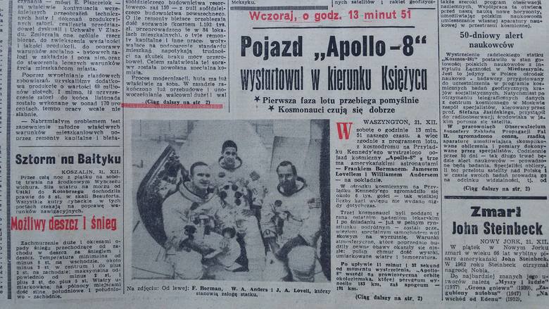 Dziennik Zachodni z 22/23 grudnia 1968 o starcie Apolla 8