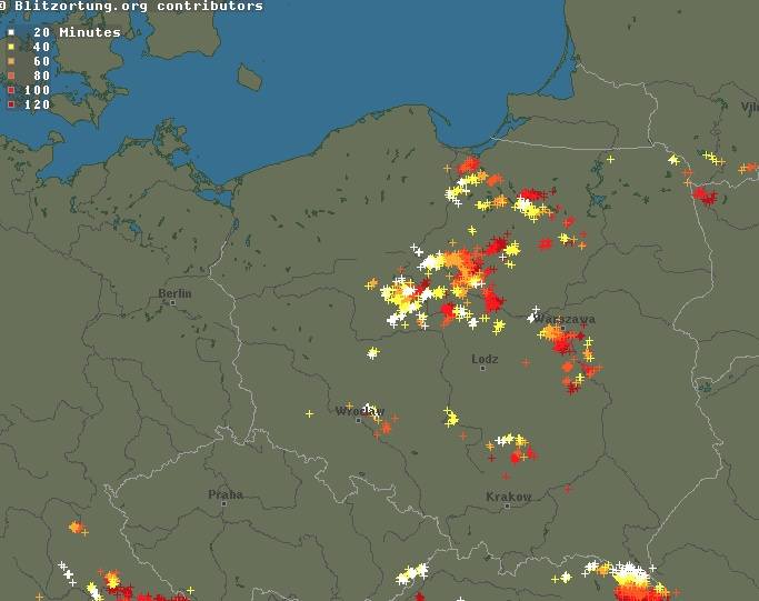 Burze spodziewane dziś są w całej Polsce