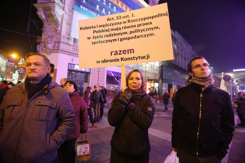 Demonstracja Partii Razem w Katowicach