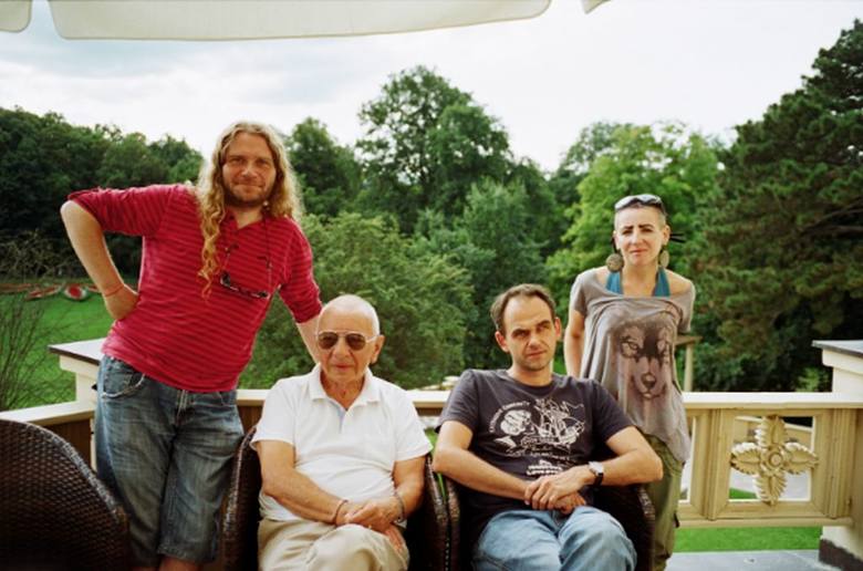 Podczas warsztatów "Kosmos w Pałacu" w 2015 roku. Od lewej strony: Maciej Cuske, Marek Piestrak, Marcin Sauter, Monika Grrabarek