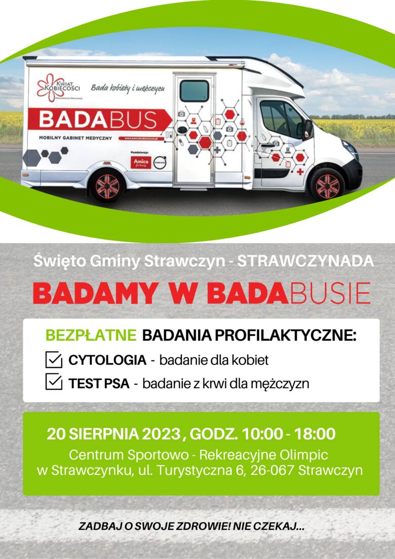 Badabus, czyli Mobilny Gabinet Medyczny przyjedzie do gminy Strawczyn. Będzie bezpłatna cytologia i badanie krwi na raka prostaty. Zdjęcia