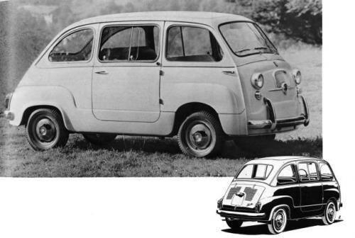 Fot. Fiat: W 1956 roku debiutował Fiat 600 Multipla, który mógł przewozić 6 pasażerów. Miał silnik z tyłu, który napędzał tylne koła, bowiem Multiplę