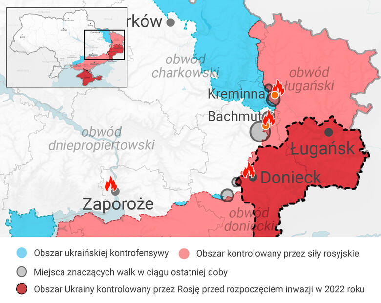 Mapa wojny. Brutalna agresja Rosji na Ukrainę. Gdzie toczą się walki?