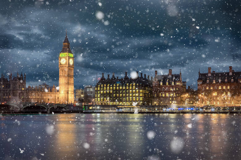Big Ben i Westminster zimą