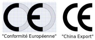 Symbol oznaczający China Export jest łudząco podobny do znaku CE. Różni się m.in. mniejszymi odstępami między literami i krojem litery E.