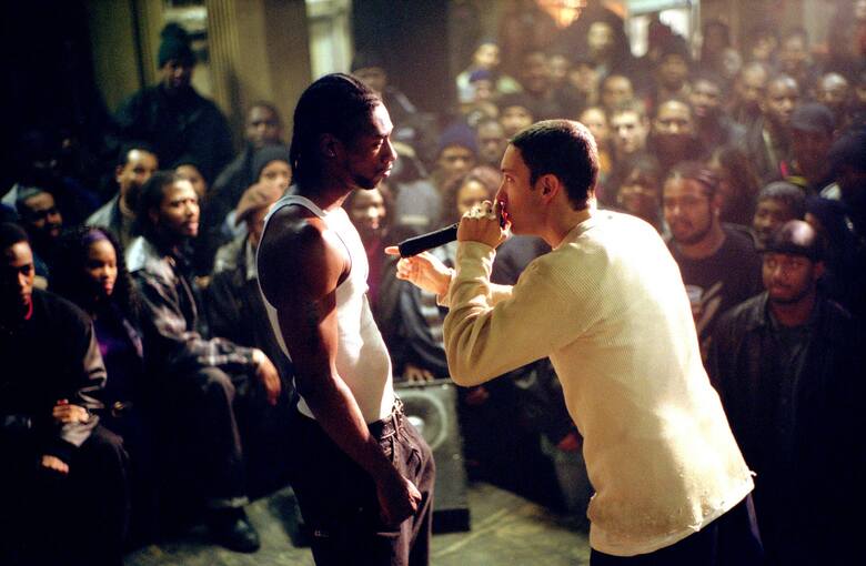 Nashawn Breedlove (z lewej) i Eminem w filmie "8 mila"