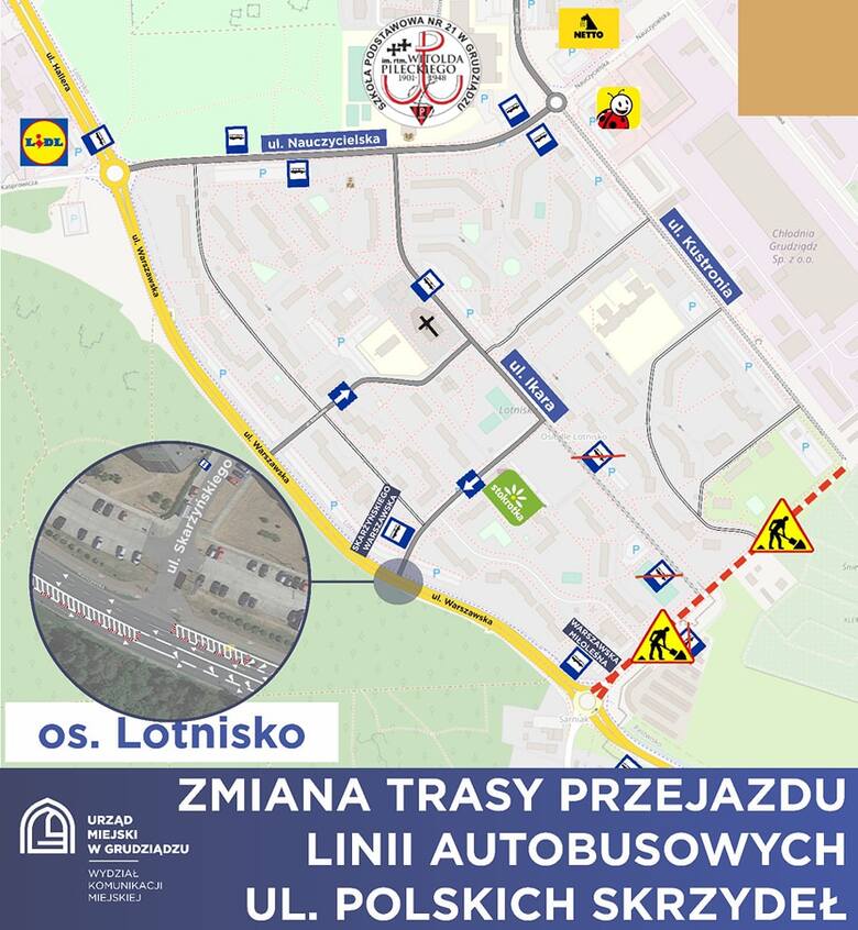 Zmiany w kursowaniu autobusów MZK Grudziądz na czas remontu ul. Polskich Skrzydeł
