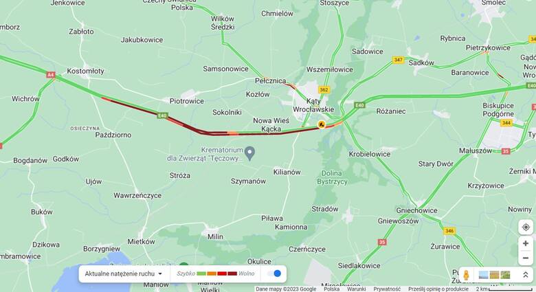 Ogromny korek na autostradzie A4 niedaleko Wrocławia. Co tam się dzieje? Zobacz mapy