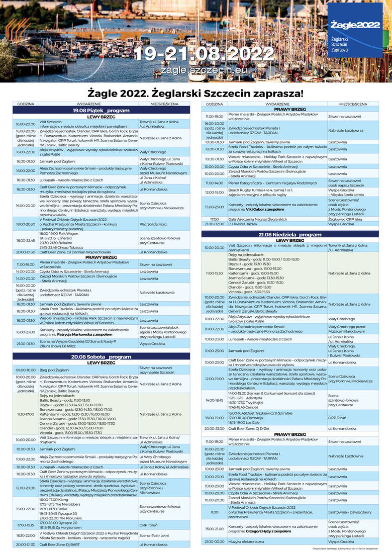 Żagle 2022 – startuje Żeglarski Szczecin  Przed nami weekend pełen atrakcji [PROGRAM]