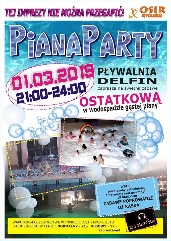 Piana Party na pływalni w Połańcu już 1 marca. Będzie huczne zakończenie karnawału [SZCZEGÓŁY IMPREZY]