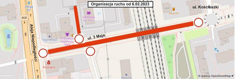 W Sopocie trwa przebudowa ulicy 3 maja. Na skrzyżowaniu z ulicą Kościuszki powstaje rondo