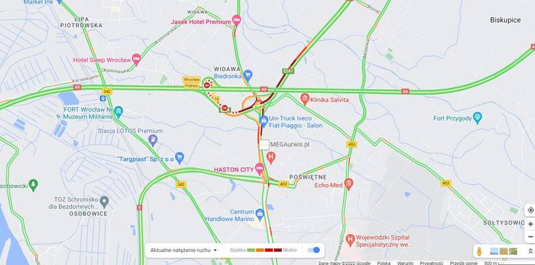 Śmiertelny wypadek przy Autostradowej Obwodnicy Wrocławia. Węzeł Północ całkowicie zablokowany [ZDJĘCIA]