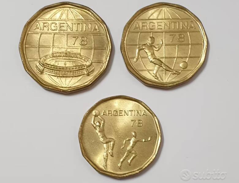 Monety argentyńskie upamiętniające mundial 1978 (rewers)