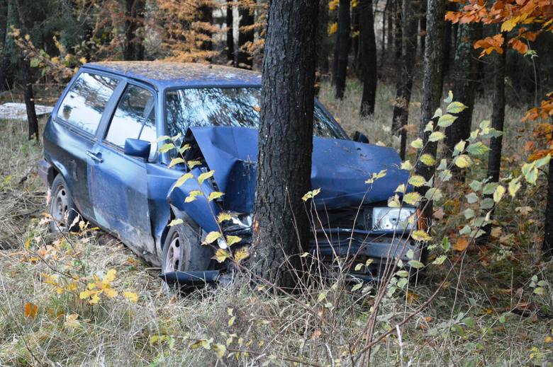Wypadek w Udorpiu. VW polo uderzył w drzewo (zdjęcia